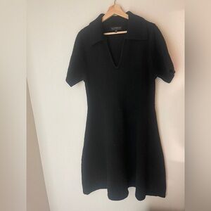 Eloquii Thick & Fuzzy Collared Black Mini Dress